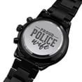thumbnail image 2 of Proud Police Wife Plain Engraved Multifunction Policeman Men's Watch Stainless Steel W Copper Dial, 2 of 20