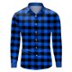 thumbnail image 3 of Playeras Y Camisas Para Hombre Camisa de manga larga con botón de solapa y estampado a cuadros informal para hombre (Blue, XXL), 3 of 5