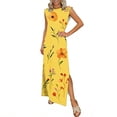 thumbnail image 2 of TaTaai Women's Solid Color Round Neck Sleeveless Knee Length Dress Casual Fashion Pleated Front Design with Pockets Soft Breathable Fabric for Spring Summer Daily Beach Vacation Gift, 2 of 6
