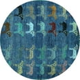 thumbnail image 1 of Ahgly Company Indoor Round Abstract Light Blue Modern Area Rugs, 4' Round, 1 of 4