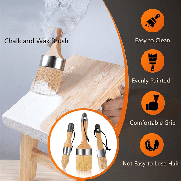 Chalk and Wax Paint Brush, Large Chalk Paint Brush and Small Wax Brush for Chalk Paint,Chalk Paint Brushes for Furniture