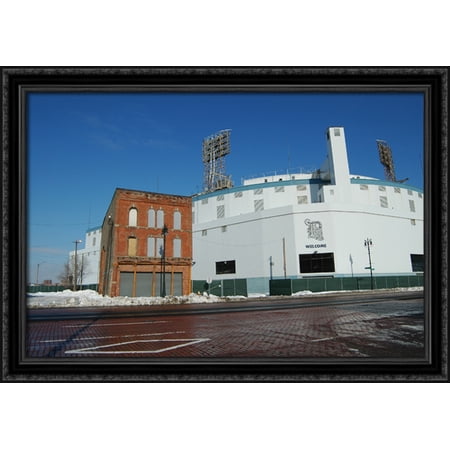 Old Tiger Stadium 40×28 Large Black Ornate Wood Framed Canvas Art – Home of the Detroit Tigers