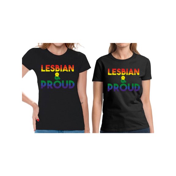 Awkward Styles Lesbian & Proud T-Shirt LGBTQ Matching Couples T Shirts for Women