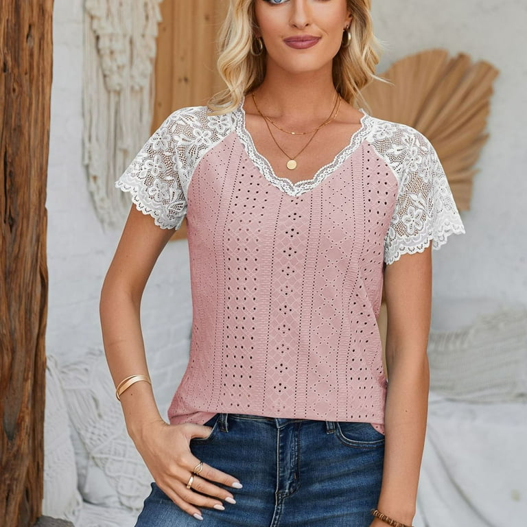 Elegant Solid Patchwork O Neck Tops(6 Colors)