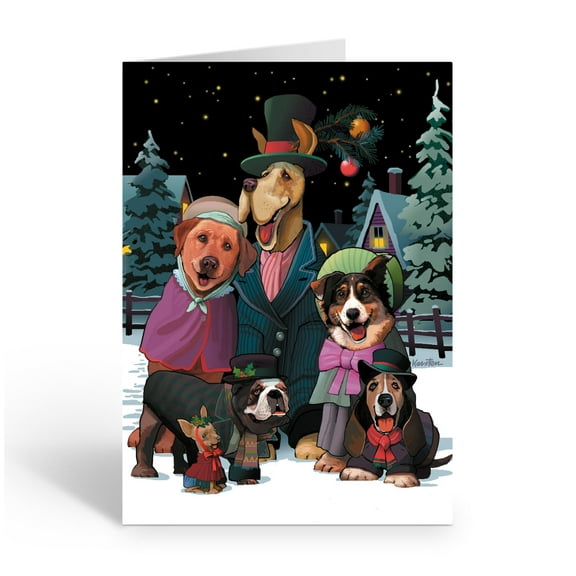 Dog Choir Holiday Card 18 Cards & Envelopes - Dog Theme Boxed Christmas Cards -