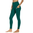 thumbnail image 2 of HKYNLAG Women's High Waisted Yoga Pants with Side Pockets Tummy Control Workout Leggings for Gym Running Dark Green 3XL, 2 of 8