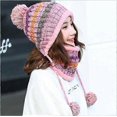 thumbnail image 2 of Conjunto de gorro y bufanda de punto para mujer, gorro de invierno cálido y grueso con pompón de ganchillo y dobladillo para exteriores., 2 of 4