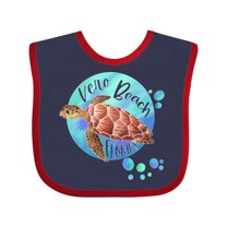 Inktastic Vero Beach, Florida Swimming Sea Turtle with Bubbles Boys or Girls Baby Bib