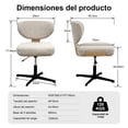 thumbnail image 3 of Fohfurniture Silla de Escritorio Giratoria sin Brazos, Asiento Ancho Tapizada en Tela Acolchada, Ajustable Base de Cruz sin Ruedas, Silla de tocador Madera y Tela Ideal para Dormitorios y Estudio, 3 of 8