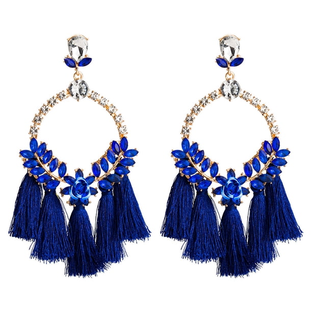 Sonducket 2 pendientes de aleación con borlas colgantes, adorno multicolor, duradero, ligero, Color brillante, romántico Ropa, zapatos y accesorios Miscelánea Azul oscuro