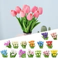 thumbnail image 2 of HEVIRGO 20Pcs Artificial Tulips Lifelike Realistic Plastic Faux Silk Floral Simulation for Home,Red, 2 of 8