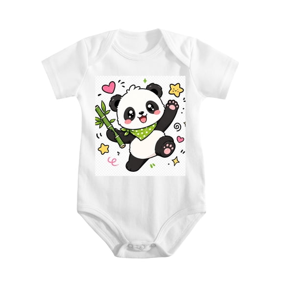 Pattern Baby Bodysuit, 100% Cotton Short Sleeve Snap Romper, 0-12 Months