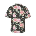 thumbnail image 3 of Balery Rose Flowers Print Men's Hawaiian Shirts Short Sleeve Beach Shirt Relaxed Fit Vacation Button Down Shirts-3X-Large, 3 of 9