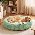 thumbnail image 5 of Exclusivo Mezcla Calming Donut Dog Bed with Non-Slip Bottom, 24 inches Cozy Fluffy Faux Rabbit Fur Round Pet Bed for Medium Dogs, Green, 5 of 6