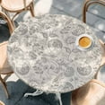 thumbnail image 3 of Gray Paisley Floral Table Cloth, Round Fitted Tablecloths with Elastic Edge, Farmhouse Spring Summer Flowers Wipeable Waterproof Table Cover for Kitchen Wedding 36-44 Inches, 3 of 4