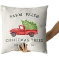thumbnail image 4 of Merry Christmas Pillow Covers 20x20 Inch Set of 2 Farmhouse Red Truck Christmas Pillows Green Fir Tree Wreath Winter Holiday Decor Throw Cushion Case for Home Couch Sofa Bedroom Livingroom, 4 of 6