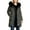 Dark Gray, variant on Womens Winter Long Puffer Coat Trendy Full Zip Long Sleeve Quilted Jackets Casual Buttons Solid Color Hooded Parka
