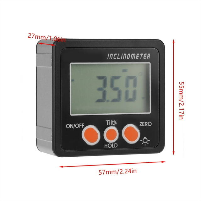 Inclinomètre Numérique Protracteur LCD Boîte de Niveau de Protracteur Numérique Jauge d'Angle de Rétroéclairage avec Base Magnétique 4 X 90