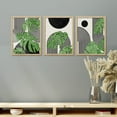 thumbnail image 2 of PixonSign Framed Canvas Print Wall Art Set - Geometric Monstera Leaf Art - Set of 3 Abstract Shapes Mid-Century Minimalist Wall Décor for Living Room, Bedroom, Office - 12"x16"x3 Panels Natural, 2 of 5