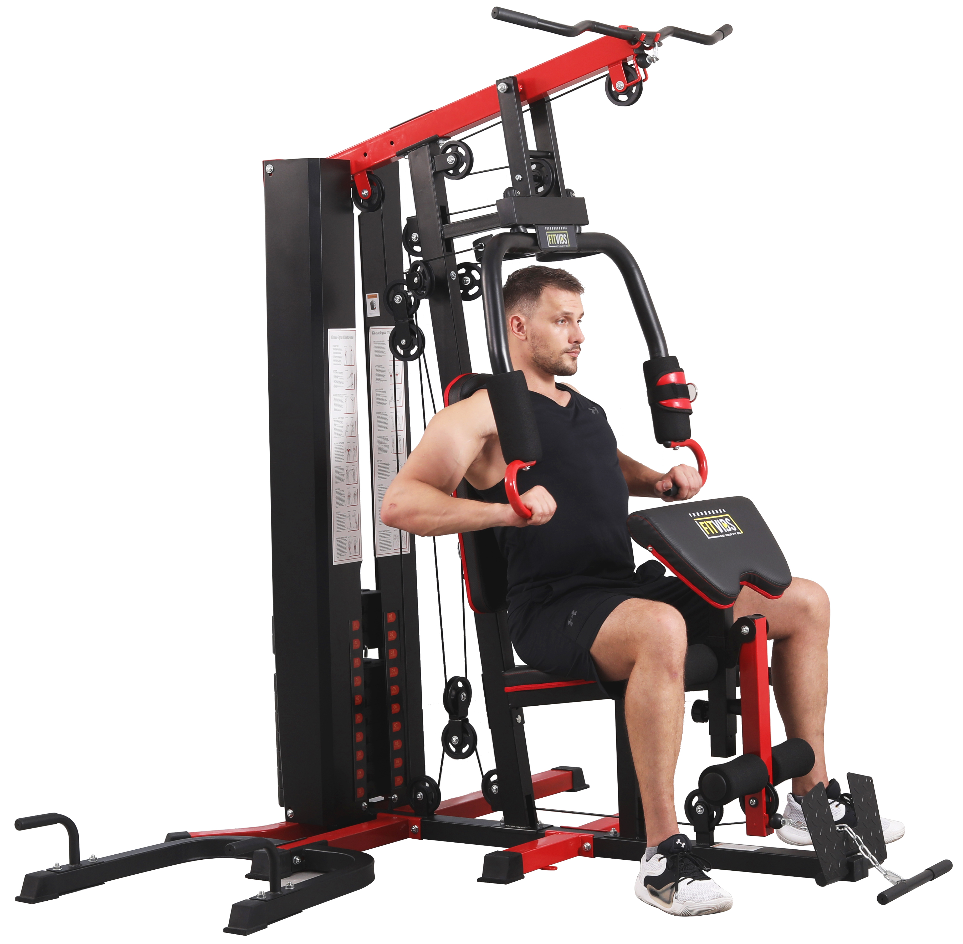 Fitvids LX800 Home Gym System Workout Station with 330 Lbs of Resistance, 122.5 Lbs Weight Stack, Two Station, Comes with Installation Instruction Video, Ships in 6 Boxes - image 4 of 13