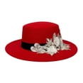 thumbnail image 2 of Womens Beach Hat Unisex Retro Floral Jewelry Style Wide Brim Party Hat Red One Size, 2 of 6
