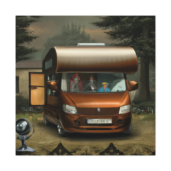 Campers in Moonlight. - Canvas