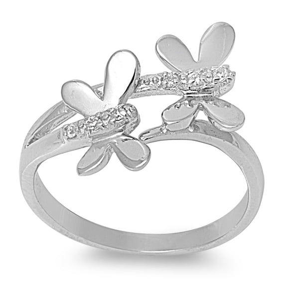 Dragonfly Cubic Zirconia Ring Sterling Silver 925