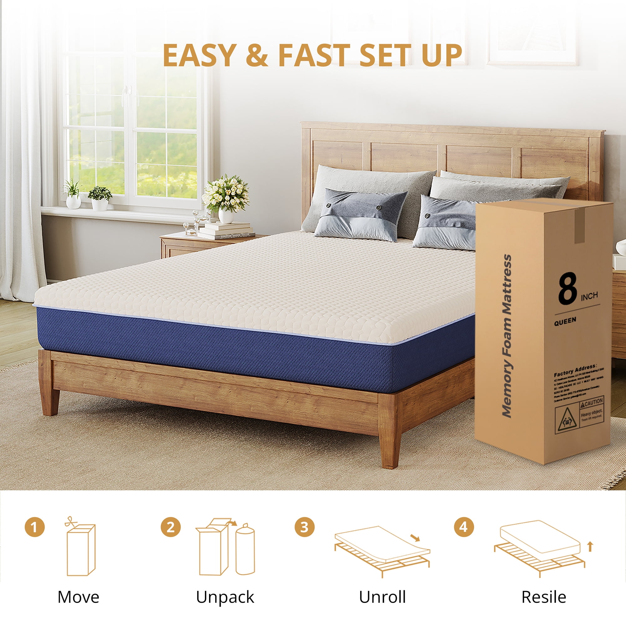 Subfun 6" Twin Gel Memory Foam Mattress,Mattress in a Box, Cooling & Medium Firm Support, CertiPUR-US Certified Foam