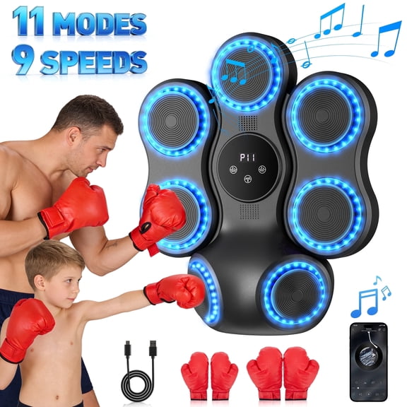 Doulami Music Boxing Machine for Adults & Kids,Smart Bluetooth Interactive Punching Trainer with Boxing Gloves,Large Size Wall Mounted Electronic Boxing Target with 11 Modes & 9 Speeds