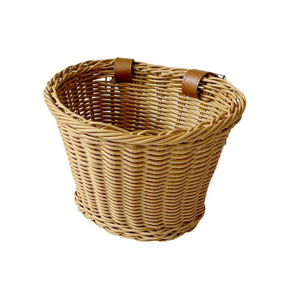 Kuntesetty Children's Bicycle Basket Tricycle Basket Imitation Rattan Front Detachable Kids