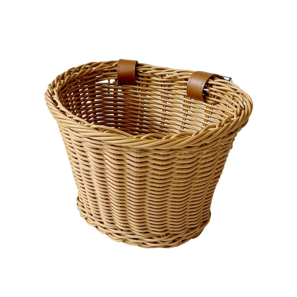 Cesta para manillar de bicicleta, cesta delantera de mimbre artificial para manillar de bicicleta, accesorio para bicicleta para