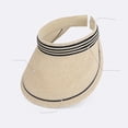 thumbnail image 5 of jiaxiM Sun Visor for Women Summer Travel Vacation Foldable Wide Brim Straw Clip on Stretch Striped Color Blocking Hat Outdoor Beach UV Protection Cap, 5 of 5