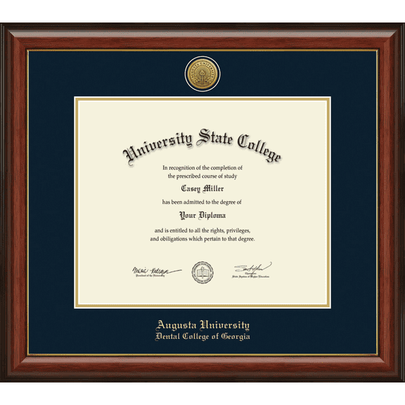 Augusta University Dental College of Georgia Diploma Frame, Document Size 17" x 14"