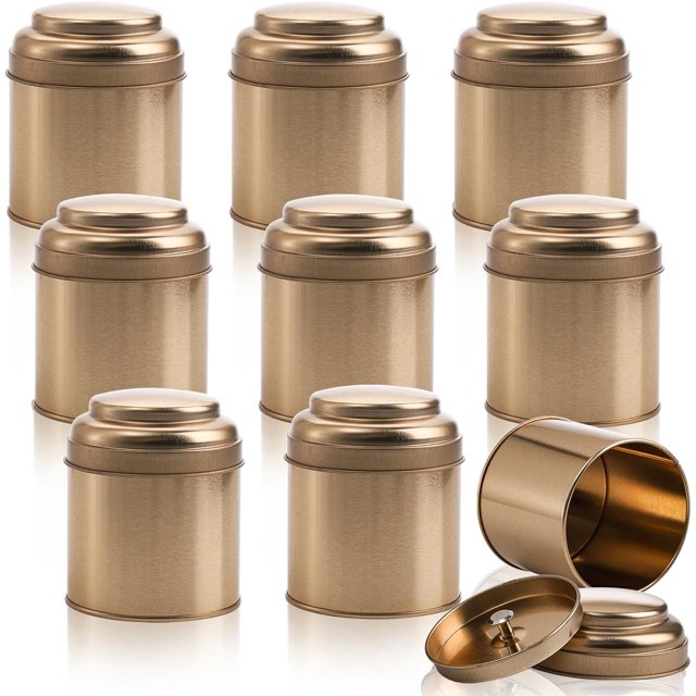 Lawei 9 Pack Tea Tins Canister with Airtight Double Lids, Mini Tea Storage Containers Round Tin Can Box for Storage Tea Coffee Sugar Loose Leaf