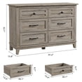 thumbnail image 2 of Commode 6 Tiroirs pour Chambre, Commode à Tiroirs de 47 Po de Large avec Rangement Autoportante, Coffre de Rangement en Bois pour Garde-Robe pour Salon, Chambre, Entrée, Gris, 2 of 7