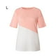 thumbnail image 1 of Camiseta de mujer Color Block Manga corta Top Blusa de cuello redondo, Rosa, L tholdsy AP002555-38, 1 of 7