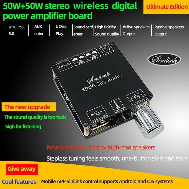 XY-C50L 50Wx2 Amplificador digital Control de aplicación Módulo de audio compatible con Bluetooth