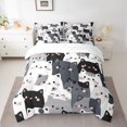 thumbnail image 3 of Manfei Kawaii Pet King Bedding, Cute Cartoon Cat King Bed in a Bag, Monochrome, Reversible, 7pcs, 3 of 6