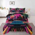thumbnail image 2 of Erosebridal Ensembles de Couette Voiture de Course Format Grand, Couettes et Duvets Rayures de Rue, Décor Flamant Rose, Réversible 3 Pcs, 2 of 8