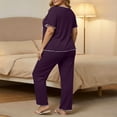 thumbnail image 6 of Zormilly Pajamas for Women Set Short Sleeve Collared Shirts Wide Leg Pants Plus Size Lounge Sets Soft Comfy Sleepwear, XL-5XL, 6 of 6
