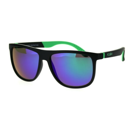 Kush Mirrored Mirror Lens Soft Tip Arm Matte Thin Plastic Aviator Sunglasses Green