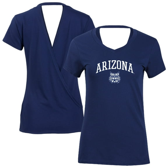 Women's Navy Arizona Wildcats Bella Crossover Back V-Neck T-Shirt
