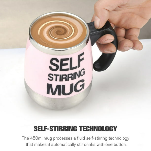 Self Stirring Coffee Mug - Automatic Mixing Stainless Steel Cup - to Stir Your Coffee, Tea, Hot Chocolate, Milk, Protein Shake, Bouillon, etc. 