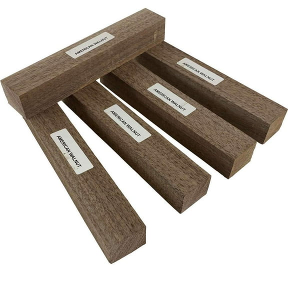 Premium American Walnut Wood Pen Blanks For Turning - 3/4" x 3/4" x 6" (5 Pack) - High-Quality Hardwood Pen Blanks for Impeccable Creations