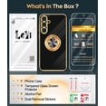 thumbnail image 6 of LeYi for Samsung Galaxy A35 5G Case: with Tempered Glass Screen Protector [2 Pack] 360° Rotatable Ring Holder Magnetic Kickstand, Plating Rose Gold Edge Samsung A35 5G Case, Black, 6 of 8