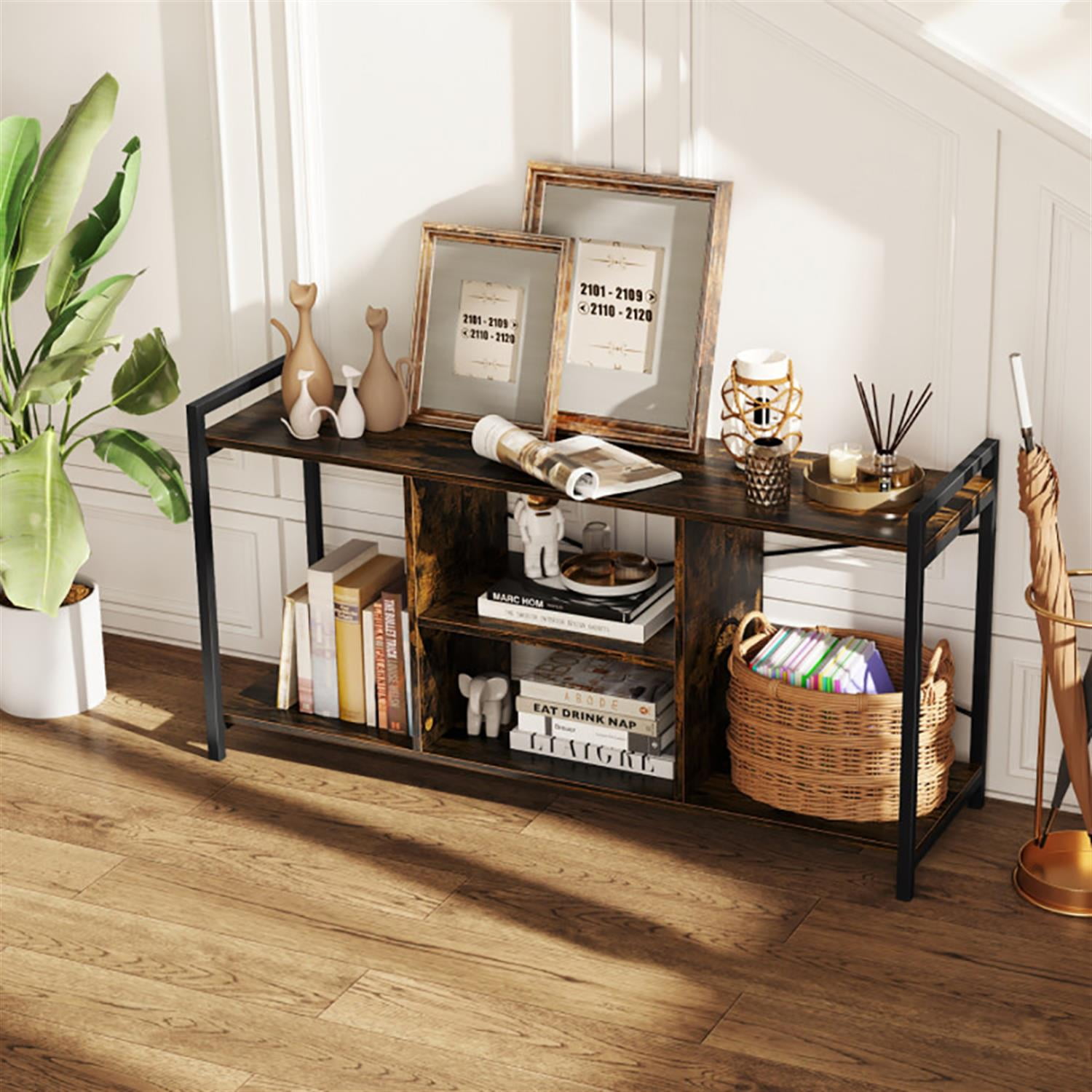 Demi Bonn TV Stand for 55" TVs, Entertainment Center, Industrial Media TV Console Table for Living Room Bedroom, Brown