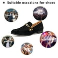 thumbnail image 3 of Men's Suede Leather Faux Leather Loafers Wedding Dress Shoes Black Men's Gold Buckle, Black-05, 11 US, 3 of 5