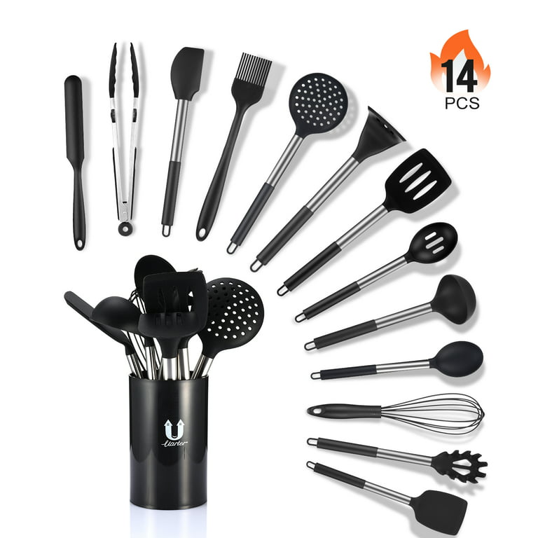 12PCS Silicone Cooking Utensil Set, Fungun Non-stick Kitchen Utensil 12Pcs Cooking  Utensils Set, Heat Resistant Cookware, Silicone Kitchen Tools Gift with  Stainless Steel Handle (White-12pcs)