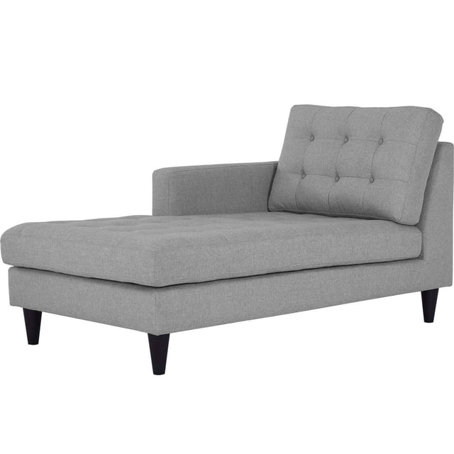 Modway Empress Left-Arm Upholstered Fabric Chaise in Light Gray