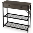 thumbnail image 3 of Spaco Narrow Console Table with 2 Drawers and 2 Metal Mesh Shelves-Gray, Entryway Table Hallway Table, Storage-Friendly Hallway Table for Foyer & Entry Spaces, 3 of 9